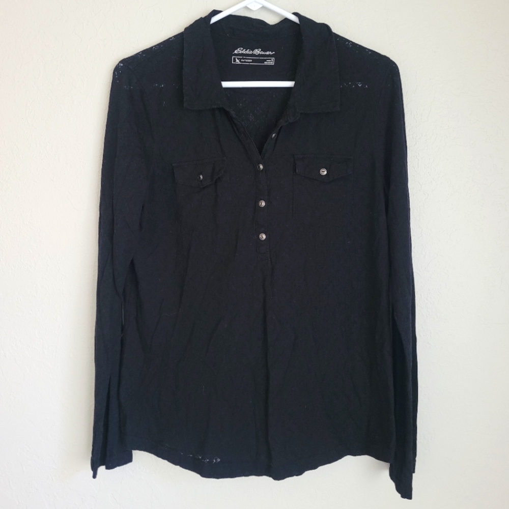 Women's Long Sleeve Eddie Bauer Shirt, size Small, Sheer Black